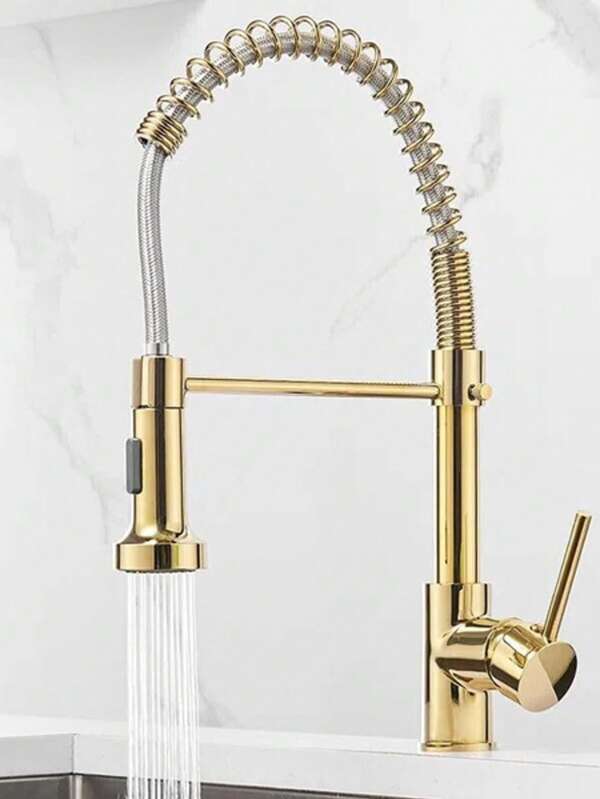 Grifo de fregadero de cocina con rociador extraíble, giro de 360°, de una sola manija y un solo orificio, mezclador de agua caliente y fría