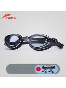 近视游泳镜，光学近视游泳镜，防漏、防雾、防紫外线，适合成年男女 - 黑與白 - 查看 3