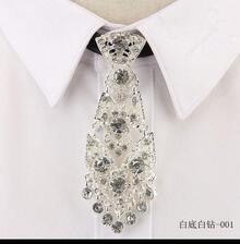 Stylish And  Unisex Tie With Metal Rhinestone Embellishments, Suitable For Parties, Receptions, Weddings, And Emcees. - Đế vàng đính kim cương trắng-004 - Xem 6