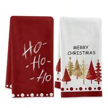 2pcs Christmas Tree & Snowman Print Kitchen Towels, Machine Washable, Reusable, Kitchen Accessories, Top Choice For Christmas Kitchen Decor - Multicolor - View 11