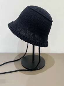 1 pieza Gorro de mujer con lazo, gorro de cubo de punto a la moda y lindo