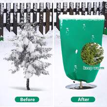 4pcs Green Zipper Plant Frost Cover, Winter Drawstring Plant Protective Sleeve, Warm Frost Cloth Blanket To Protect Fruit Trees, Potted Plants From Freezing And Animal Damage - Green - View 5