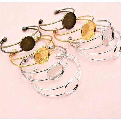 DIY Bracelet Blank Tray Suitable For 20/25mm Round Cabochon Gemstone Setting, Handmade Jewelry Making Supplies