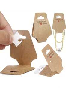 50pcs Foldable Cardboard Necklace Packaging Cards, Elastic Hang Tags, Blank Folding Black & White Kraft Paper Hair Accessory Cards For DIY Beaded Jewelry, Necklace, Bracelet Packaging, Great Gifts For Dad, Mom, Friends, Teachers, Students, Weddings