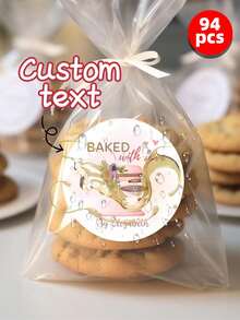 1-288pcs Customized Retail Store Labels, Customized Stickers, Customized Text Round Stickers - Personalized Self-Adhesive Labels, Suitable For Gift Bags, Sweets And Baked Goods Packaging Boxes, Floral Patterns, Printed With "Baked With Love" Text, Can Be Used As Gift Bag Stickers, Thank You Stickers, Bachelor Party Labels, Envelope Stickers, Invitation Stickers. ,Kids-Activity - Multicolor - View 29