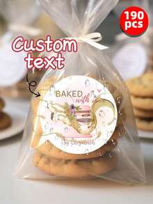 1-288pcs Customized Retail Store Labels, Customized Stickers, Customized Text Round Stickers - Personalized Self-Adhesive Labels, Suitable For Gift Bags, Sweets And Baked Goods Packaging Boxes, Floral Patterns, Printed With "Baked With Love" Text, Can Be Used As Gift Bag Stickers, Thank You Stickers, Bachelor Party Labels, Envelope Stickers, Invitation Stickers. ,Kids-Activity - Multicolor - View 19