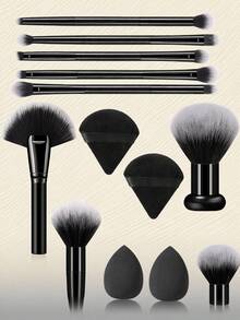 13 Peças Conjunto de Ferramentas de Maquiagem Incluindo: 9 Peças Conjunto de Pincéis de Maquiagem + 2 Peças Esponjas de Maquiagem + 2 Peças Borlas de Pó Triangulares, Conjunto de Pincéis, Kit de Pincéis de Maquiagem, Conjunto de Pincéis de Maquiagem, Kit de Maquiagem Completo, Conjunto de Pincéis de Maquiagem, Kit de Maquiagem Completo, Kit de Pincéis, Conjunto de Pincéis de Maquiagem, Conjunto de Presentes de Maquiagem