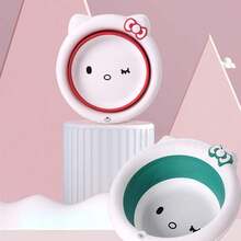 Sanrio 1PC Sanrio Hello Kitty Foldable Washbasin - Made Of PP Material, Lightweight And Easy To Store; Suitable For Use In Homes, Kitchens, Dormitories, Camping, And Outdoor Travel, Etc. Perfect Christmas Gift.