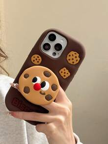 Cute Cartoon Cookie Stand Phone Case Compatible With IPhone 13/16 Pro Max/15 Pro/14/14 Pro, Silicone Shockproof Full Coverage Cover, Creative 3D Design - Multicolor - View 2
