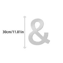 Silver Mirror Alphabet A-Z Wall Stickers - 10/15/20/30cm Tall Letters & Symbols Sold Separately, Dual-Layer Design: Reflective Acrylic Top + 1cm Thick Foam Base With Adhesive, Apply Together For 3D Effect Or Use Only Mirror Layer, Create Custom Words On Walls/Windows, Ideal For Marriage Ceremony Initials, Inspiring Messages In Work Areas, Romantic HOME Displays