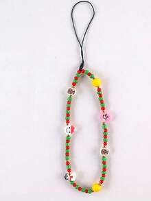 GO2CJBEADS 1pc New Fashion Christmas Mobile Phone Chain Lanyard For Women Simple Santa Claus Acrylic Beaded Phone Chain Beaded Keychain