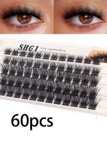60 Stücke weiche und dicke segmentierte Wimpern im europäischen und amerikanischen Stil