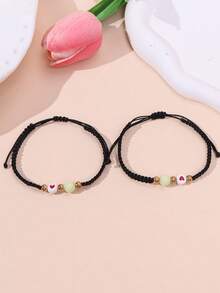 Set de 2 brățări cu mărgele care strălucesc în întuneric, pentru femei, cupluri, prietenie, zi de zi, festival, accesorii pentru ținute de petrecere