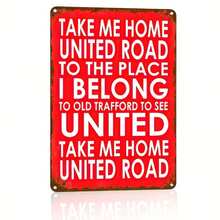 Vintage United Road Old Trafford Metal Wall Art, 12x8 Inches - Weather-Resistant, Easy-Hang Design For Home, Bar, Cafe & Restaurant Decor | Perfect Gift Idea