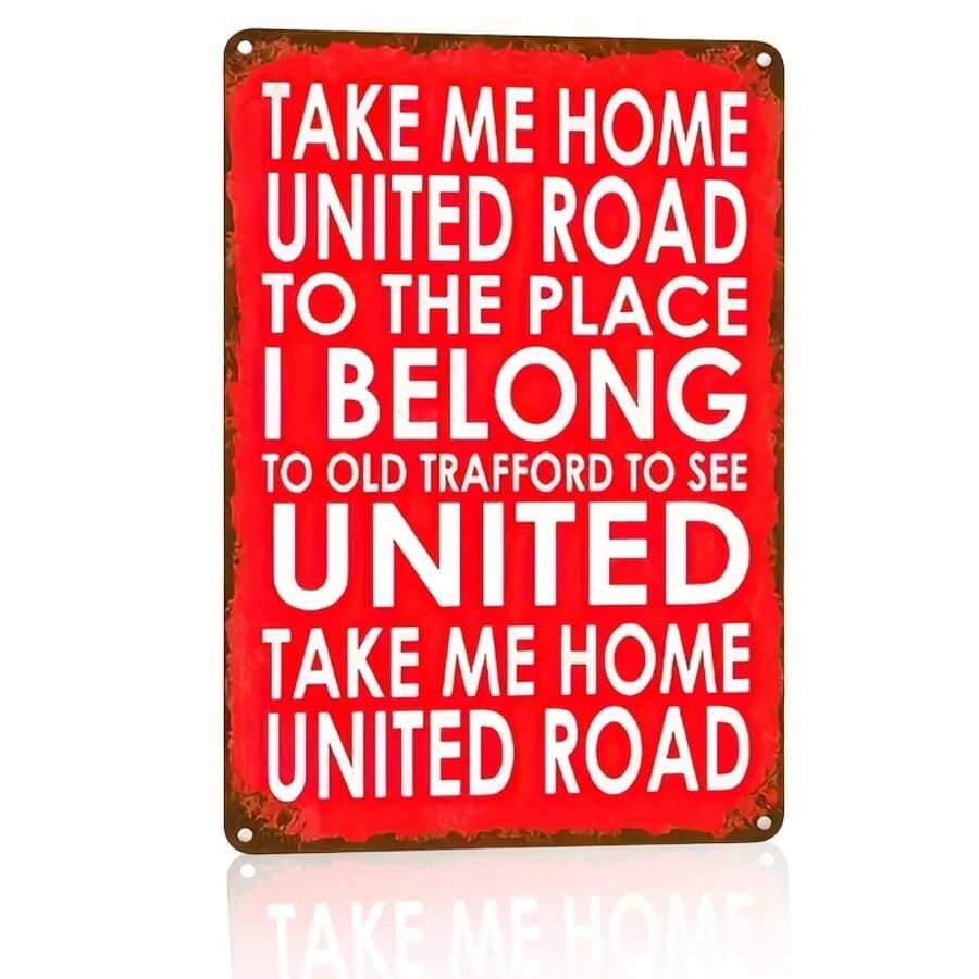 Vintage United Road Old Trafford Metal Wall Art, 12x8 Inches - Weather-Resistant, Easy-Hang Design For Home, Bar, Cafe & Restaurant Decor | Perfect Gift Idea