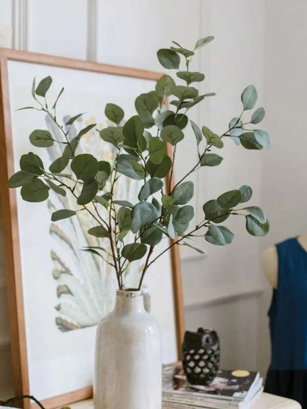 1 PC Artificial Plants Eucalyptus Stems Eucalyptus Leaf Spray Green Greenery Stems Silk Plastic Plants Floral For Home Party Wedding Decoration Fall Decor