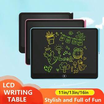 1 件（11 英寸、13 英寸、16 英寸）儿童液晶彩色绘图板，一键擦除，无尘，笔触流畅，便携，无蓝光，适合绘画、书写和早期教育，超轻护眼设计，支持 20,000 次书写，是 3-8 岁儿童的最佳礼物