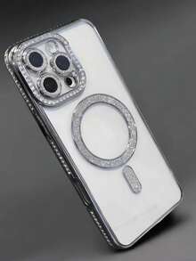 New Luxury Fashion Glitter Diamond Transparent Case For IPhone17 16 15 14 Plus 13 12 11 Pro Max Magnetic Wireless Charge Back Cover