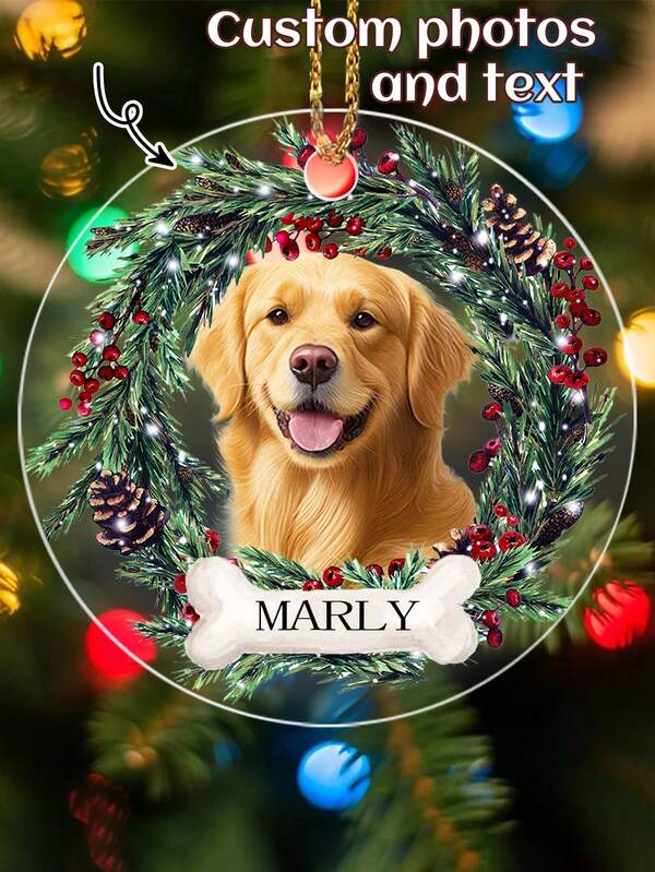 Custom Pet Adornment, Custom Christmas Adornment For Dog, Pet Memorial Adornment, Christmas Adornment With Cat Photo, Pet Portrait With Name As A Gift