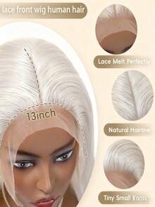 Platinum White 250 Density Wigs Human Hair Pre Plucked Bleached Knots 13X6 HD Transparent Body Wave Lace Front Wigs Human Hair For Women Brazilian Virgin Water Wave Lace Frontal Wigs Human Hair With Baby Hair Natural Hairline - 米色 - 查看 3