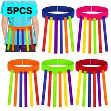 3件套彩色户外抓尾巴游戏带，成人及青少年团队建设趣味训练装备，可伸缩尾巴捕捉器，适合家庭户外活动、野餐嘉年华游戏和技能开发玩具 - 彩色 - 查看 7