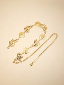 Women's Denim Metal Waist Chain, Bohemian Zinc Alloy Geometric Pattern Gold Waist Chain, Suitable For Party, Sports, All Seasons