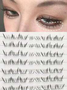 80pcs Arctic Star Under Lash Clear Stem B Curl False Eyelashes, Natural Look Sunflower Lashes For Beginnerslash Clusters,Eyelash Clusters,Individual Eyelashes,Lashes,Fake Lashes - B - 查看 1
