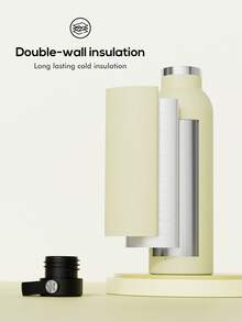 Meoky 26oz Vacuum Insulated Stainless Steel Large Capacity Water Bottle with Portable Handle Lid, Keeps Drinks Hot or Cold for 12 Hours, Ideal for Hiking, Camping, Outdoor Sports, School Use, and a Practical Gift Option - 米白色 - 查看 3