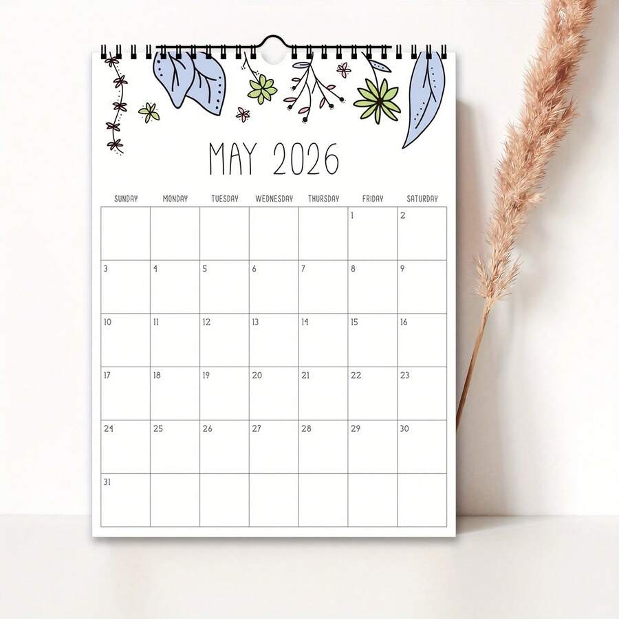 Regalo di Capodanno 2026, regalo di Natale per gli amici - Elegante calendario da parete floreale con confezione, decorazione creativa per casa e ufficio, calendario grande minimalista, pianificatore di programmi, regalo pratico per le vacanze