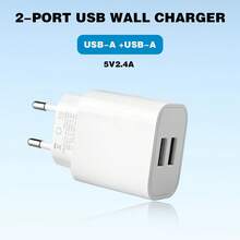 2.4A Dual USB Wall Charger, Fast Charging Adapter, Dual Port Smart Phone Charger Plug, EU Plug Compatible With Apple, And Other Smartphones - EU C Type Plug(220-240V) - View 9