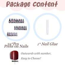 Stiletto Press On Nails Long Fake Nails Black Glue On Nail Sliver Ombre Acrylic Nails Rhinestone Bling False Nails 24Pcs Goth Y2k Manicure Stick On Nails Almond Glossy Artificial Nails - 多色13 - 查看 5