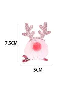 2/4 piezas Clips para el pelo de mascota de reno navideño de peluche brillante, adecuados para uso diario y días festivos