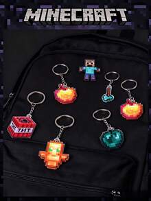 Minecraft Minecraft 12 buc Minecraft licențiat oficial My World Items Breloc acrilic Totem cu stras nemuritor Târnăcop și cristal de capăt și alte brelocuri Chei Rucsac Decorațiuni Cele mai bune cadouri Accesorii auto Talisman geantă Rucsac pentru școală Drăguț Goth Y2K