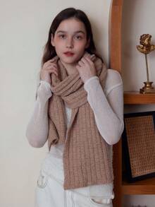 1 szt. damski szalik w jednolitym kolorze w kratkę, ciepły i wiatroszczelny z wełną, miękki i przyjazny dla skóry, odpowiedni do codziennych dojazdów do pracy i podróży, jesień/zima