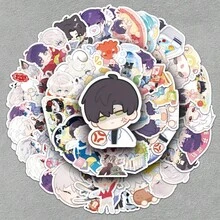 50 piezas Juego de pegatinas de anime con estilo de amor y espacio profundo: Calcomanías de personajes chibi lindos para portátiles, cuadernos, perfecto para regalos y colecciones de otaku