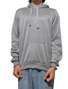 SUDADERA CON CAPUCHA PARA HOMBRE LIGERA SUPER COMODA ALTA CALIDAD - Gris Claro - Ver 5