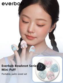 Everbab 6pcs Pink Bow Mini Makeup Puff Set,Cheap,Stocking Stuffers,Makeup,Makeup Tools,Cheap Stuff,Gifts,Gifts For Women,Christmas Gifts