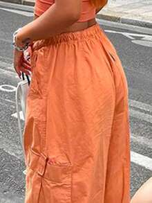 Outdoor Sports Retro Cargo Pants, Street Hip Hop Chic, Drawstring Pleated Pockets, Loose Slimming Wide Leg Casual Pants