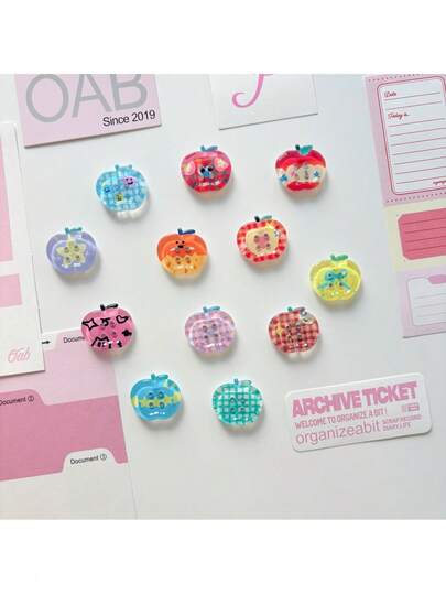 4pcs/Set Summer Transparent Apple Fridge Magnets, Compact Size For Fixing Photos And Notes, Decorative Home Accessories For Kitchen And Office