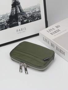 1pc Minimalist Compact Multi-Function Coin Purse, Mini Key Holder, Product Size: 11.5cm*7.5cm*2cm - Army Green - View 5