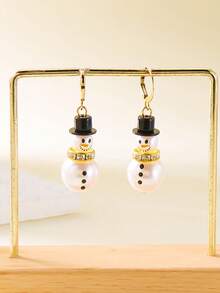 زوج من أقراط النساء ذات تصميم قلادة الثلج والخرز المرصع بالزركونيا البلورية، ديكور عيد الميلاد الأنيق، هدية مثالية لزوجة، صديقة، عائلة، أم، أخت