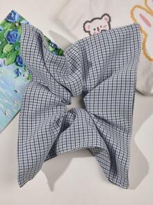 1pc Retro Houndstooth Pattern Colorblock Oversized Fabric Hair Scrunchie, Simple Ponytail/Bun Holder, Korean Style ,Ponytail Holders ,Hair Elastics ,Hair Rubber Bands ,Scrunchies ,Hair Rope ,Elastic Hair Tie ,Makeup