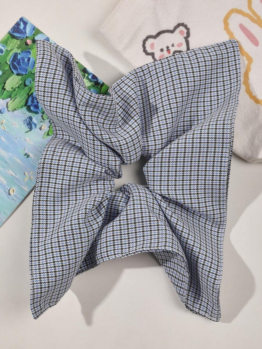 1pc Retro Houndstooth Pattern Colorblock Oversized Fabric Hair Scrunchie, Simple Ponytail/Bun Holder, Korean Style ,Ponytail Holders ,Hair Elastics ,Hair Rubber Bands ,Scrunchies ,Hair Rope ,Elastic Hair Tie ,Makeup
