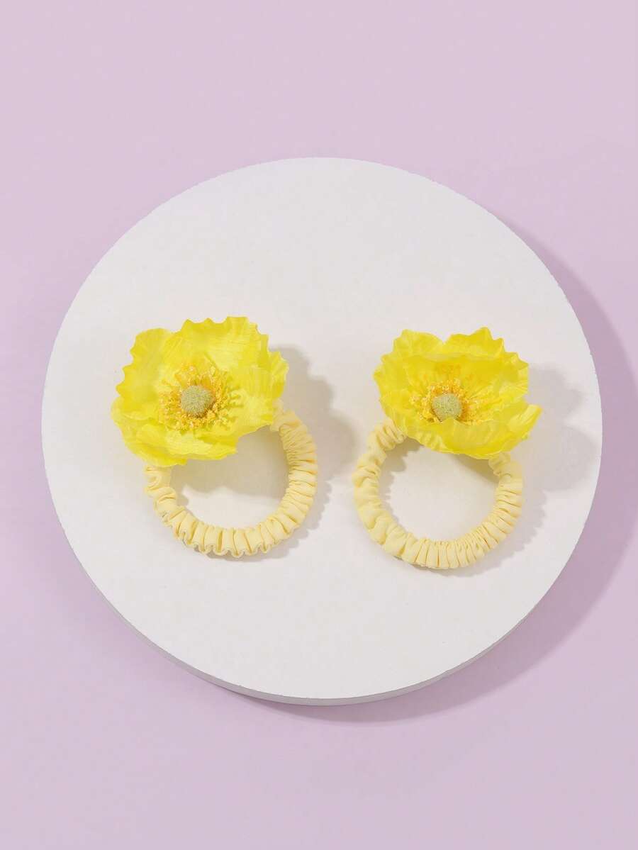 زوج من أربطة الشعر الزهرية البوهيمية، متعددة الاستخدامات وجميلة للاستخدام اليومي، حاملات ذيل الحصان، أربطة الشعر المطاطية، حبال الشعر، ربطات الشعر المطاطية