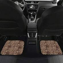 Easypie Selection 2pcs/4pcs Set Leopard Print Car Seat Cushions, Brown Leopard Pattern Front & Rear Car Seat Mats, Car Carpet Floor Mats, Car Decor Accessories, Stylish Leopard Design, Non-Slip, Durable, Create Unique Driving Space, Cheetah Print Car Accessories - Leopard Print Floor Mat Set - View 7
