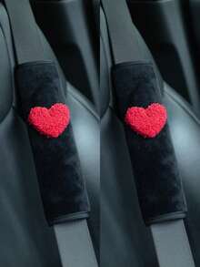 2 piezas/1 pieza Protector de hombro para coche de peluche corto, protector de hombro de amor para estiramiento de hombros