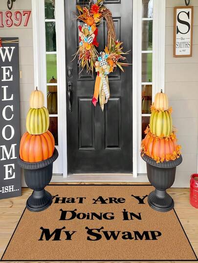 1 قطعة "ماذا تفعل في مستنقعي؟" بساط أمام الباب مضحك، سجادة صغيرة مناسبة لديكور العطلات، الديكور اليومي، ديكور الغرفة، غرفة المعيشة، غرفة النوم، المطبخ، المكتب، الحديقة المزرعية الريفية الداخلية والخارجية، بساط أمام الباب للخريف/الشتاء، بساط أمام الباب الخارجي، بساط الرواق