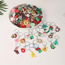 40pcs Random Cartoon Christmas Keychains, Mixed Styles Christmas Keyring Decorations For Women Bag Accessories
