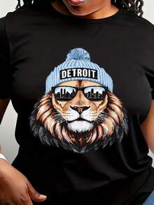 Fashional Detroit T-Shirt, Detroit T-Shirt, Detroit Apparel, Detroit Crewneck, Detroit Shirt Women, Detroit Football T-Shirt - Black - View 1