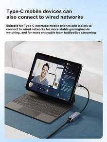 Network Port Converter,100Mbps Network Card - Type-C To RJ45 Network Port Conversion For Wired Network Card. Driver-Free Version Suitable For Desktop Computers And Laptops.